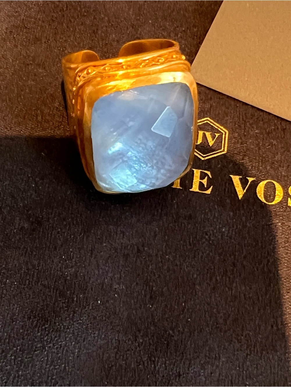 Julie Vos Gold Ring with Blue Stone - Picture 2 of 6